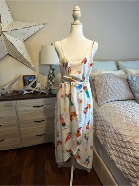 Show Me Your Mumu White Tropical Cocktail Print Wrap Swimsuit Coverup Dress